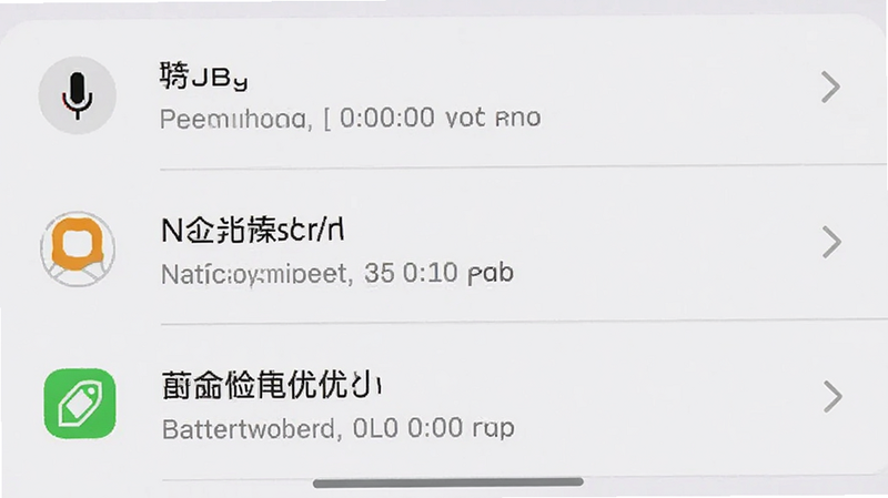 主体为手机设置界面截图,布局展示权限管理列表,排版简洁清晰,风格系统原生UI,细节包含麦克风、通知、电池优化选项,画质高清,干净无多余元素