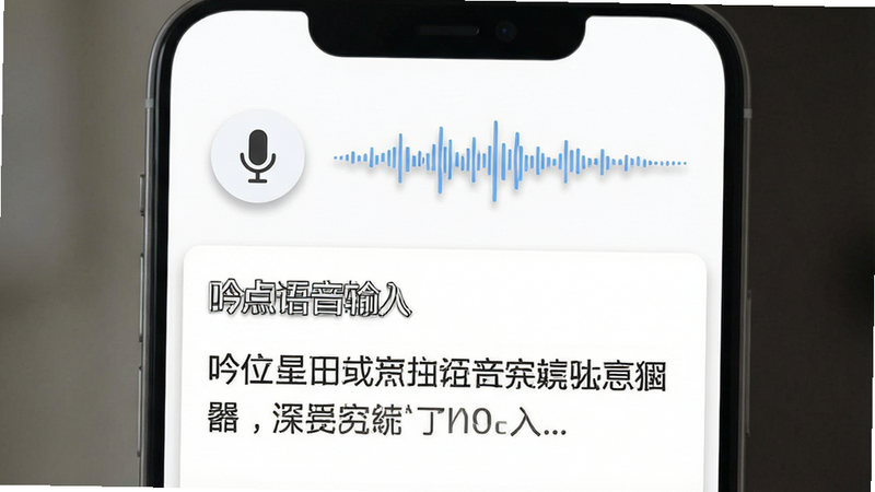 一张极简风格的APP界面截图预览,主体为“吟点语音输入”应用界面,布局清晰,上方显示麦克风图标和录音波形,下方展示已识别的中文文本区域,背景为纯白色,字体清晰锐利,风格现代扁平化,细节处有柔和阴影,画质高清,干净无多余元素,文字“吟点语音输入”清晰可见
