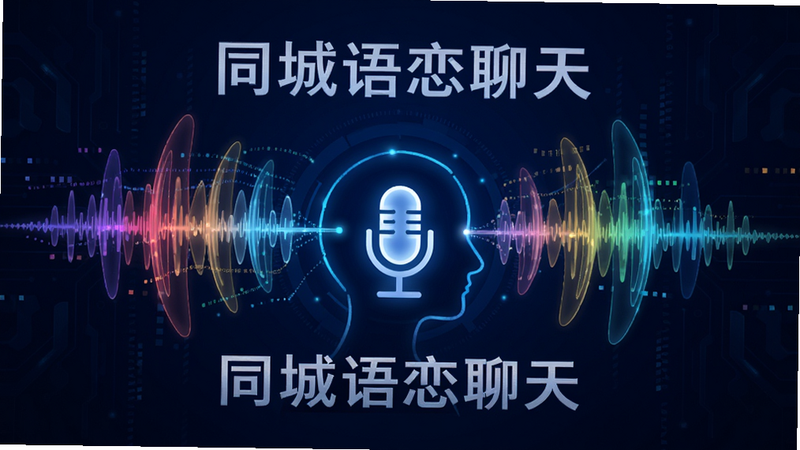 主体为抽象的声波与人物剪影连接图,背景为深蓝色科技风,布局对称,中心是一个发光的麦克风图标,周围环绕着代表不同声音频率的彩色波纹,排版具有层次感,风格现代简约,细节处体现数据流动感,画质清晰,干净,文字内容包含