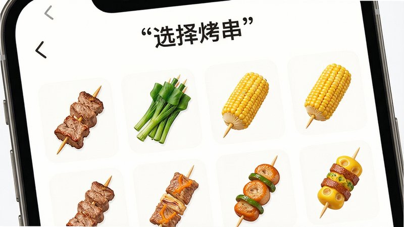 ����ΪAPP�ڿ���ѡ�������д������Ϊ����״���У��Ű����룬�������������ϸ��չʾ���ֿ�������ͼ�������⡢�²ˡ����ף�����ϸ�壬�ɾ����������֡�ѡ�񿾴���������λ�ڶ���