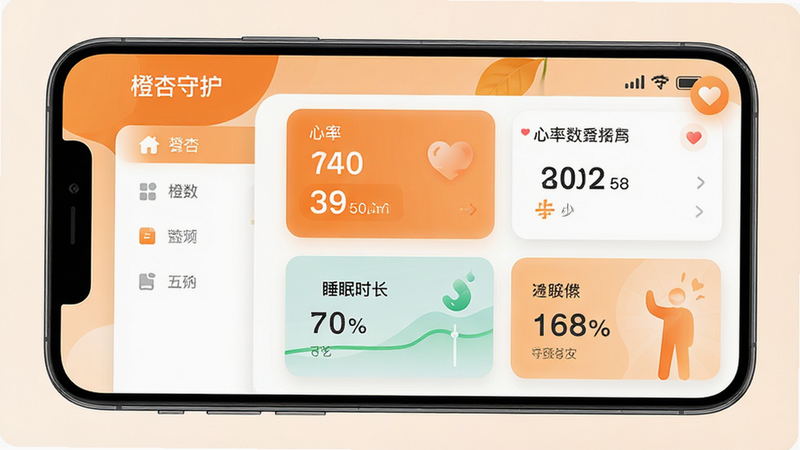 һ�Ÿ���ĳ����ػ�APP����ȫ��ͼ������Ϊ�ֻ���Ļ��ʾ�Ľ����Ǳ��̣��������࣬���Ϊ���ܵ��������Ҳ�Ϊ�������ݿ�Ƭ���������������ʡ�˯��ʱ������ɫ����ů�ĳ�ɫ�����µ���ɫΪ��������Լ�ִ���ϸ������������4K���ɾ��޶���Ԫ�أ�ͼ�а������֡������ػ���