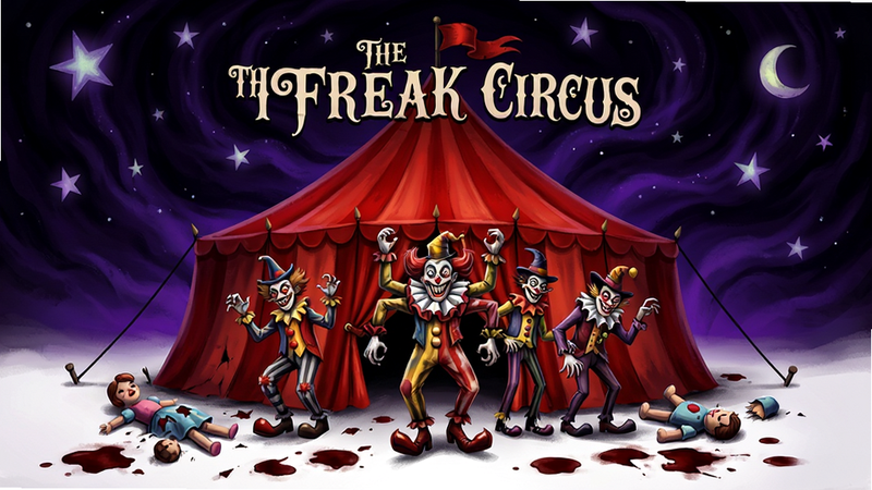 ����Ϊ��The Freak Circus����Ϸ���Ӿ����������ֲ������ĶԳƹ�ͼ������������ɫ���ɫ��֯��ҹ�գ���׺�Ź�������ǣ�����������һ���޴�ĺ�ɫ����������ڴ�վ�ż������Ϳ��š�֫��Ť������Ϸ�Ž�ɫ�������������Ц�ݣ���Χɢ�����������ż�Ͱ���ɫ�ߵ㣬�Ű�����������Ϊ����ͯ���������ֲ���ϵ�ϸ�ڷḻ�廭�����ʼ��ߣ�8k�ֱ��ʣ��ɾ��޶���Ԫ��