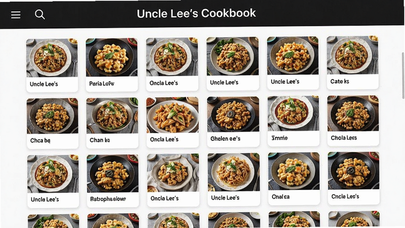 ����ΪUncle Lee's Cookbook�����б����棬����Ϊ����״��Ƭչʾ���Ű�������򣬷���Լ�ִ���ϸ����ʾ��Ʒ����ͼ�����ƣ������������ɾ����棬�޹�����