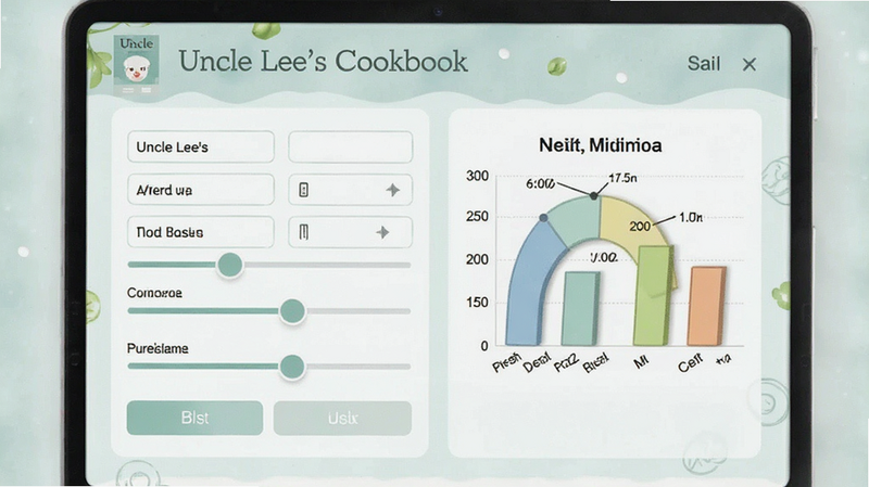����ΪUncle Lee's Cookbook���Ի����ý��棬����Ϊ�����뻬���ϣ��Ű�ֱ���ײ�����������µ��ţ�ϸ����ʾӪ������ͼ����������ͣ��ɾ��������޸���װ��