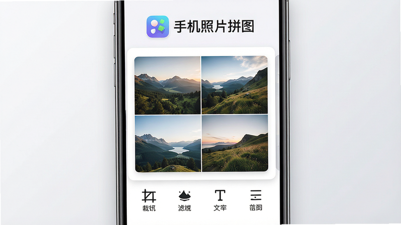 ����Ϊ�ֻ���ƬƴͼApp�������棬���ֲ��þ��п�Ƭʽ��ƣ��Ϸ���ʾ����Logo������