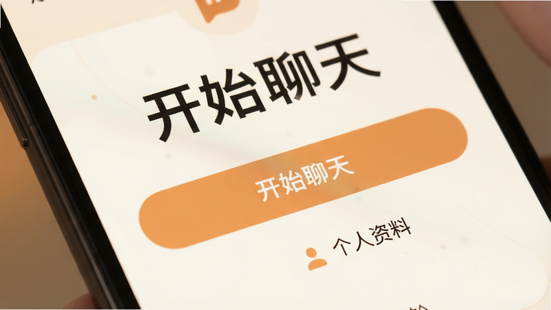主体为大字号UI界面特写,布局为手机屏幕局部放大,排版宽松舒适,风格为暖色调极简主义,细节包含大按钮、清晰图标、无干扰背景,文字包含