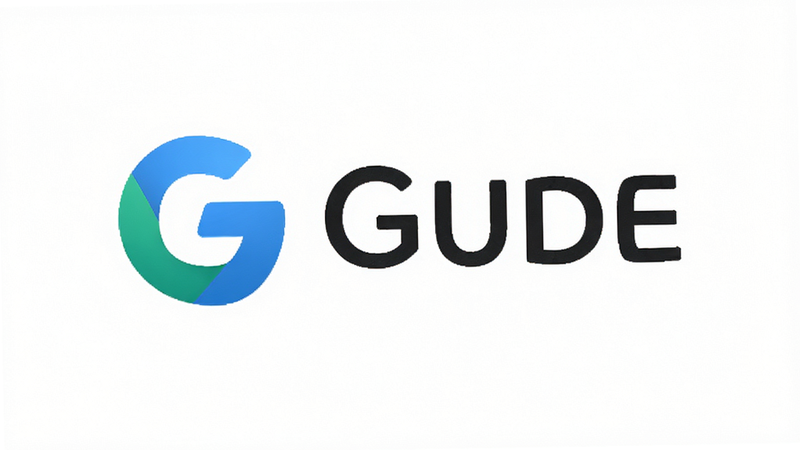 主体为Gude浏览器的Logo图标与文字标识,布局居中,排版简洁,风格为现代简约,细节包括清晰的字体设计,画质高清,干净背景