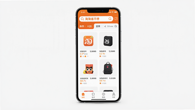 ����ʡ��ͣ App ����ȫ��չʾ������Ϊ�ֻ���Ļ����ʾ��ҳ�Ƽ���Ʒ�б����������������͡�����ʡ��ͣ��Logo�������������Ű����࣬��ƽ����Ʒ��ɫ���Գ�ɫ�Ͱ�ɫΪ����ϸ�ڷḻ�����廭�ʣ��ɾ��޶���Ԫ��