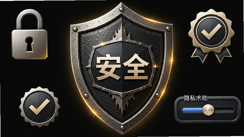 主体为“凤凰会”安全防护盾牌图标,布局中心为盾牌,周围环绕锁形图标、验证徽章、隐私设置滑块,风格严谨专业,细节包含盾牌纹理、发光效果,画质清晰,干净,无多余元素,文字“安全”居中显示