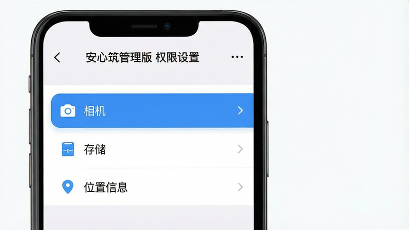 一张手机设置界面的示意图,展示权限管理列表,高亮显示