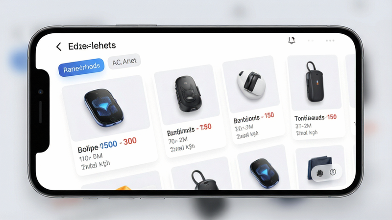 一张展示手机APP内智能推荐页面的UI图,主体为商品列表和推荐标签,布局清晰,排版有序,风格科技感,细节体现个性化推荐标识,画质清晰,干净界面