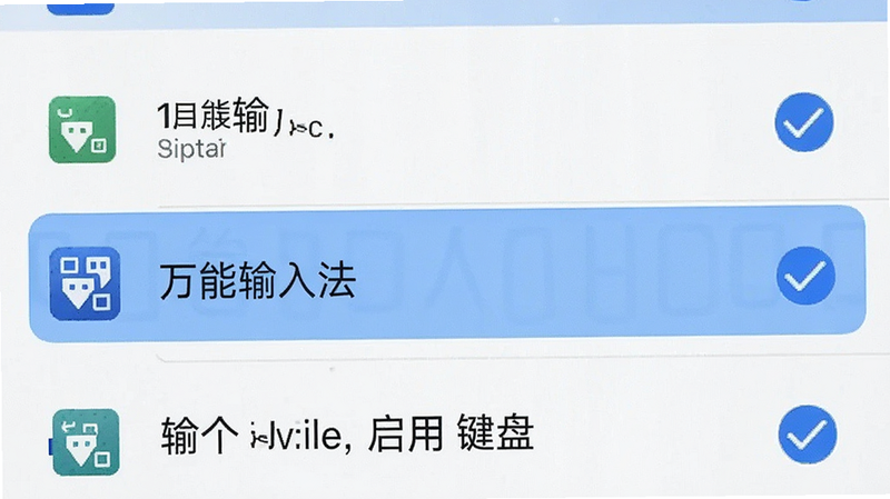 主体为手机设置界面截图,展示输入法管理列表,高亮显示