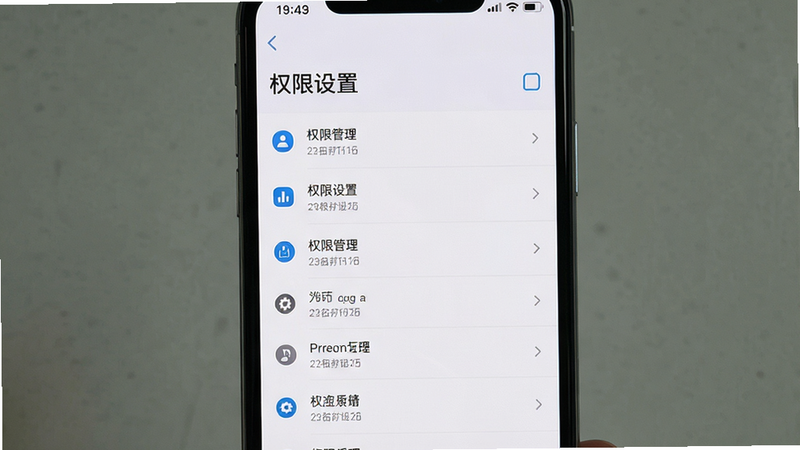 手机设置界面截图,展示权限管理页面,主体为手机屏幕,布局列表式,排版清晰,风格简洁,细节准确,画质高清,干净,无多余元素,文字包含