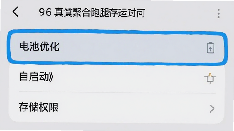 手机设置界面示意图,重点高亮显示“电池优化”、“自启动”和“存储权限”三个选项,背景为浅灰色,文字清晰,风格扁平化,直观展示如何为“真省钱聚合跑腿”配置最佳运行环境,无其他干扰元素,画质清晰