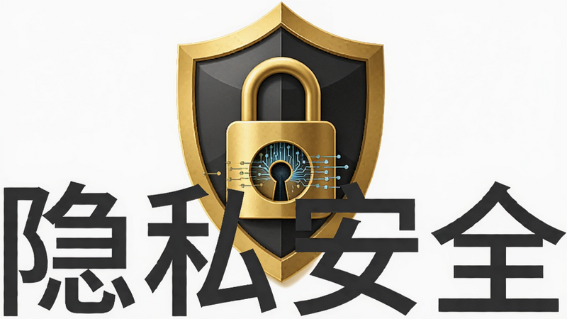 主体为一把金色的锁与盾牌图标组合,布局中心对称,背景为纯净的白色,风格为极简商务风,细节展示锁芯内部的数据流被隔绝,画质锐利,干净,无阴影干扰,文字
