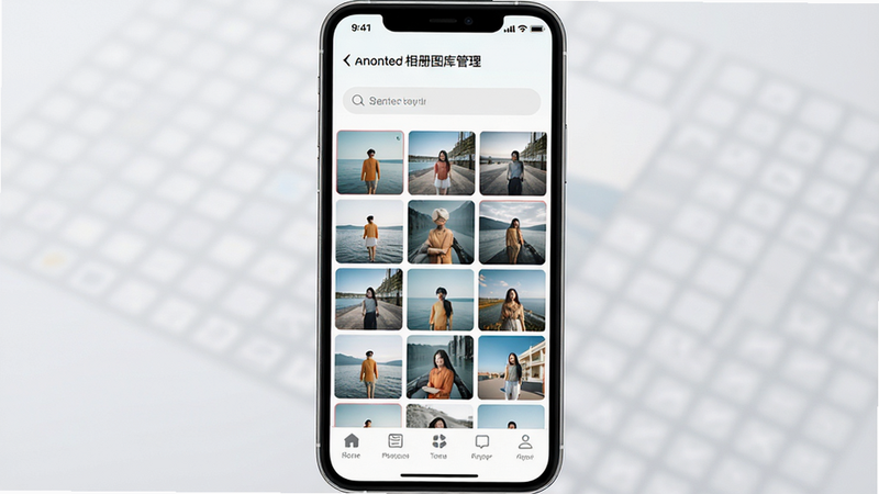 ����Ϊ�ֻ���Ļ���棬��ʾ�����ͼ�������APP����ҳ���֣�����Ϊ���������м�Ϊ����״����Ƭ����ͼԤ�����ײ�Ϊ���ܵ�������������ü�Լ��ƽ����Ʒ��ɫ����������������Ϊ��͵�ǳ��ɫ���䣬�޶���װ��Ԫ�أ��������ȣ��ɾ����޶���Ԫ��