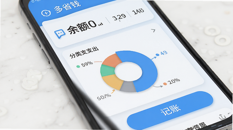 ����Ϊ�ֻ���Ļ���棬����������չʾ��ʡǮAPP��ҳ��������ʾ���ͳ�ƣ��в�Ϊ����֧����ͼ���ײ�Ϊ���˰�ť������Լ��ƽ��ɫ���������ף�ϸ�ڰ���ͼ����Ӱ�������Ű棬���ʸ��壬�ɾ��޶���Ԫ�أ��������ݰ���