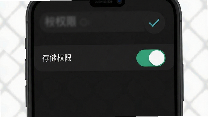 一张展示手机设置权限界面的模拟图,主体为