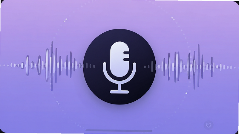 言翻译精灵语音输入界面,显示声波动态效果,背景为柔和的渐变紫色,界面中央有大大的麦克风图标,周围环绕着声波线条,现代简约风格,高清画质