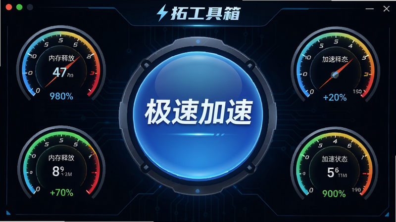 ����Ϊ΢�ع�������ٹ��ܽ��棬����Ϊ�����ť��ƣ���Χ�����ٶ��Ǳ���ͼ�Σ��Ű�Գ�ƽ�⣬���Ϊ���пƼ��磬ϸ��չʾ�ڴ��ͷŰٷֱ������״̬������ϸ�壬�ɾ����޶���Ԫ�أ�����