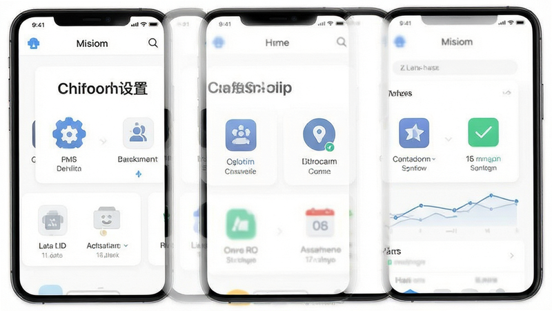展示Misiom App设置界面的扁平化设计图,重点突出“个性化设置”模块,图标清晰易读,背景为纯白色,整体风格简洁明了,高清晰度,无干扰元素,专业UI设计感