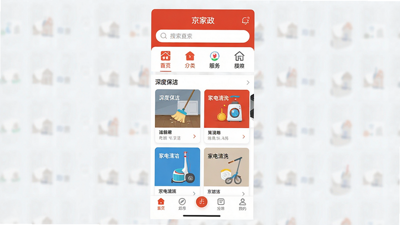 һ�ű�ƽ�������ƶ���APP�������ͼ������Ϊ'������'Ӧ����ҳ�������������������������ͷ���ͼ�꣬�м�չʾ'��ȱ���'��'�ҵ���ϴ'�ȷ���Ƭ���ײ�Ϊ������������ɫ��Ϊ���������ɫ���䣬ϸ�ھ��£�UI����ִ���Լ�����壬�޶���װ��Ԫ��