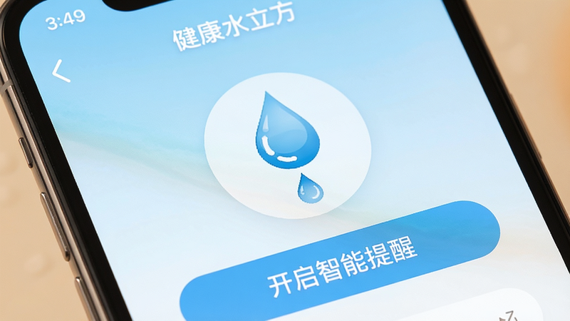 �ֻ���Ļ��д����ʾ������ˮ������APP�ڵ���������ҳ�棬����Ϊ����ɫ���䣬���Ӿ�Ϊһ������ˮ��Ķ���ͼ�꣬�·��С������������ѡ��İ�ť�����������ɶ��������ܰ���ʣ����ʸ��壬�����ұ���
