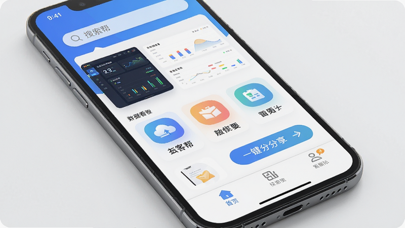 ����Ϊ�����ֻ����棬��Ļ��ʾ���ƿͰAPP��ҳ����������������Ϊ���������в�Ϊ����ģ��ͼ�꣬�ײ�Ϊ���������Ű����ִ�������ƽ������磬ϸ��չʾ���ݿ�����һ��������ť�����ʸ��壬�ɾ����޶���Ԫ��