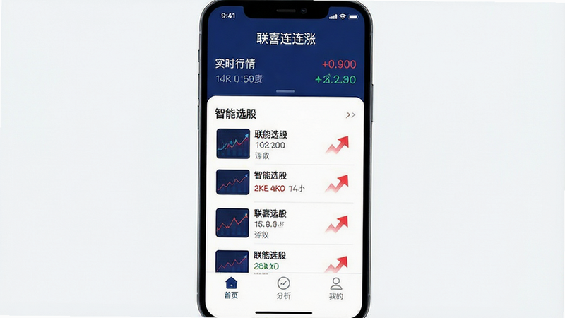 һ�Ÿ����ֻ�Ӧ�ý����ͼ������Ϊ����ϲ�����ǡ�APP��ҳ������������������ʾʵʱ�������ݣ��в�Ϊ������ѡ�ɡ��б����ײ�������������ҳ���������ҵġ�����ִ���Լ����ɫ��Ϊ�������ɫ��ϸ�ڴ��к�ɫ���Ǽ�ͷͼ�꣬����4K���ɾ��޶���Ԫ�أ����֡���ϲ�����ǡ������ɼ�