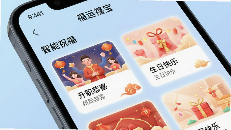 ����Ϊ�����ֻ���Ļ��д��չʾ������������APP�ġ������Ƽ���ҳ�档���ֲ��ÿ�Ƭʽ��ƣ�ÿ�ſ�Ƭ����һ�ֳ������硰��ְ��ϲ���������տ��֡���������Ϊ��͵�ǳ��ɫ���䡣����ִ��Ƽ����봫ͳԪ�ؽ�ϣ�ϸ�ڷḻ����Ƭ����΢���ķ���Ч�������ʳ��壬�ɾ�������ɫ�����֡�����ף���������ɼ���