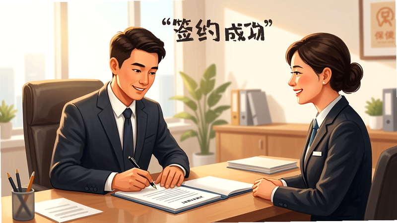 ����һ�ű��մ�����ǩԼ�����Ĳ廭������Ϊһλ����ְҵװ�Ĵ��������ڰ칫��ǰǩ���ļ���������΢Ц���˱�������Ա������Ϊ�����İ칫�ң����дʵ��ܰ��ϸ�����������ʸߣ��ɾ������֡�ǩԼ�ɹ���������
