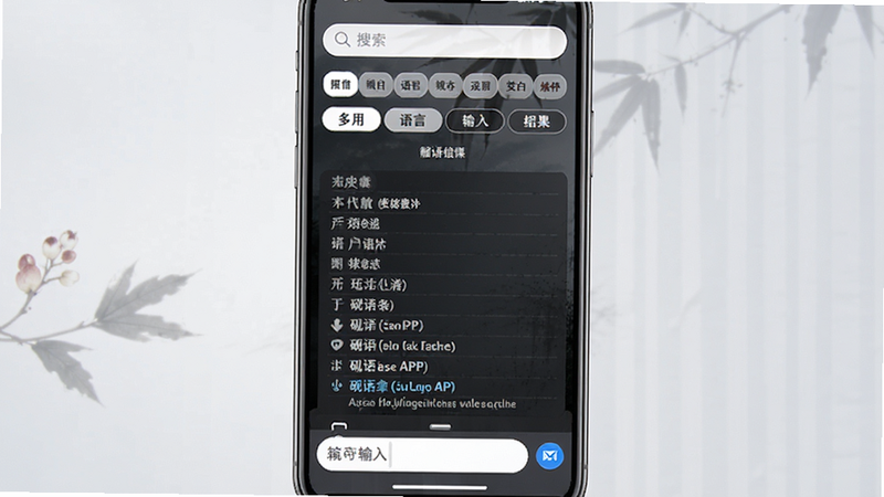 主体为砚语翻译APP的手机界面展示,布局清晰分为顶部搜索栏、中部多语言切换标签页、底部文字输入框与翻译结果展示区,排版简洁现代,风格清新雅致,细节处体现中文与英文双语对照效果,文字清晰可见,画质4k高清,干净无多余元素,背景为柔和的浅灰色渐变,突出软件核心功能