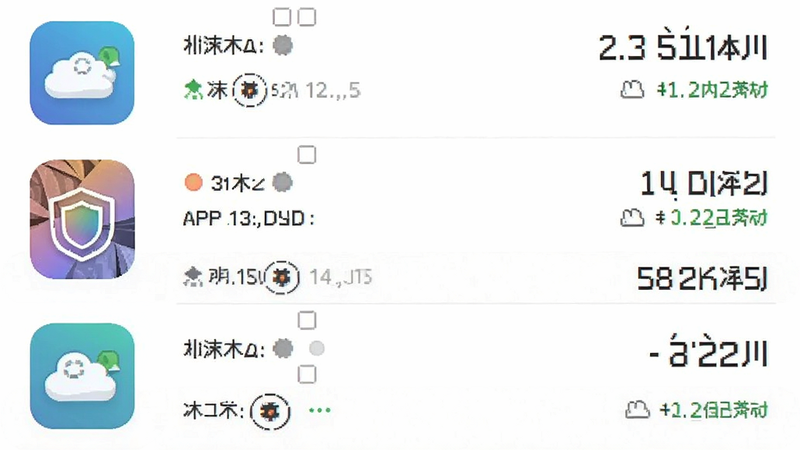 主体为软件内部界面截图风格,展示详细的流量列表,左侧为APP图标,右侧为具体流量数值,背景为白色,布局为列表式排版,风格为扁平化UI设计,细节包含清晰的数字字体与状态标识,画质清晰,干净