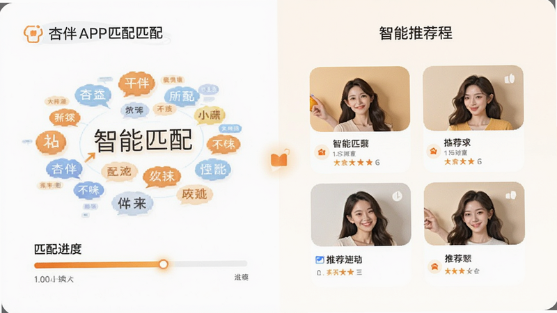 ����Ϊ�Ӱ�APP����ƥ�书��ʾ��ͼ������Ϊ���ҷ���չʾƥ����̣��Ű�����ֱ�ۣ����Ƽ�������ܰ�н�ϣ�ϸ����ʾ��ǩ�ơ�ƥ����������Ƽ���Ƭ��������ʾ