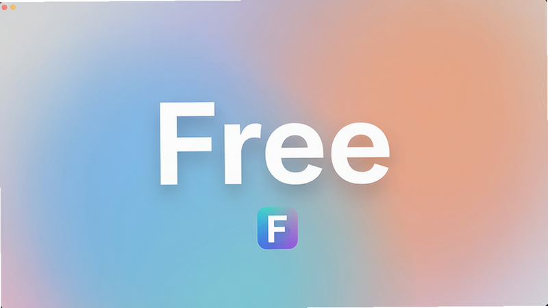 软件启动界面,全屏显示一张极简主义的海报,中央有巨大的“Free”字样和软件Logo,背景为柔和的渐变色,没有任何广告位或弹窗,布局极简,排版居中,风格现代简约,细节柔和,画质清晰,干净,无多余元素