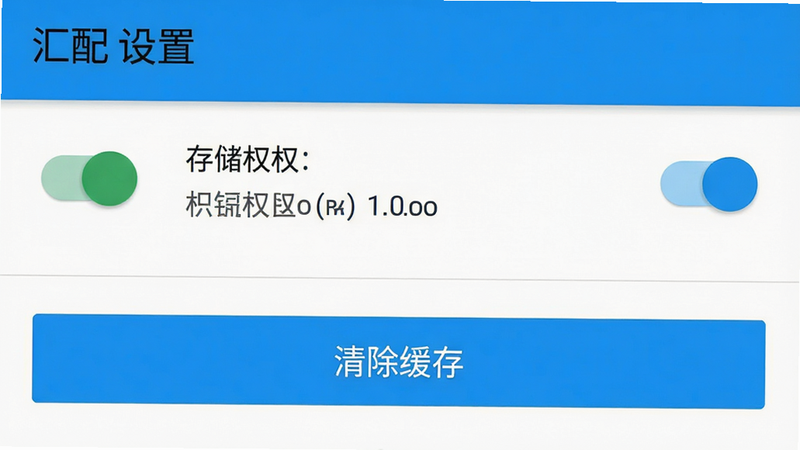 手机设置界面截图,主体为Android应用管理页面,布局聚焦在存储权限和清除缓存按钮,排版标准系统UI风格,细节包含开关状态、按钮高亮,画质清晰,干净,文字内容: