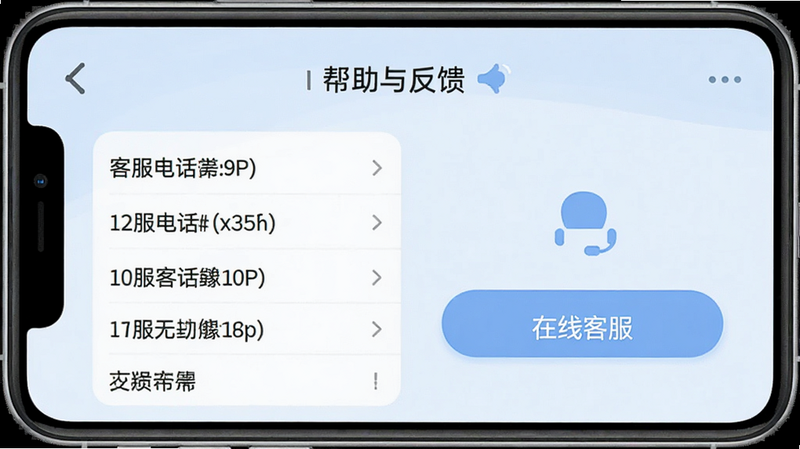 �ֻ�APP�ڵġ������뷴�������棬��ʾ�ͷ��绰�б������߿ͷ���ڰ�ť������Ϊǳ��ɫ�����������������׶�������Ѻ����У������������޶���Ԫ�أ��ɾ���