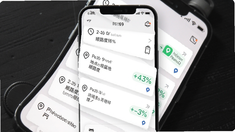 主体为手机订单列表界面,布局包含多个卡片式订单信息,显示时间、地点、顺路度百分比,排版垂直滚动,风格为列表卡片设计,细节包含顺路度绿色标签、时间图标、地点图标,画质高清,干净,无多余元素