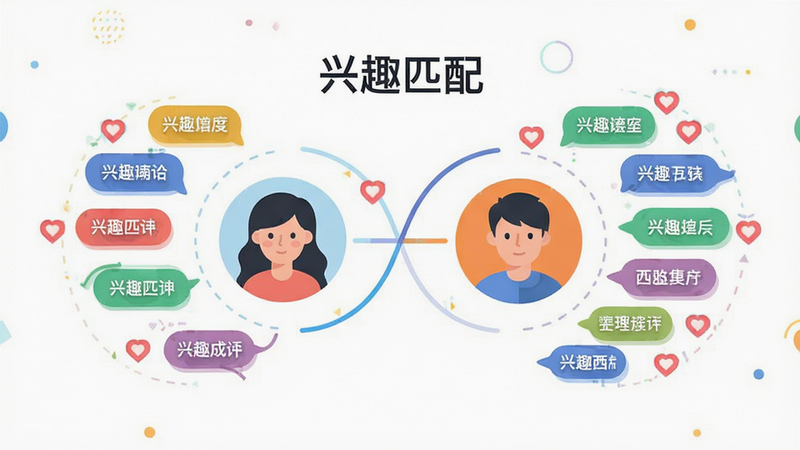 ����Ϊƥ��ɹ����棬����Ϊ���ĶԳƣ������û�ͷ�����м佻�㣬��Χ������Ȥ��ǩ�ƣ����Ϊ��ƽ����ƣ�ϸ�ڰ�������ͼ������������������ϸ�壬�ɾ����޶���Ԫ�أ����ְ���