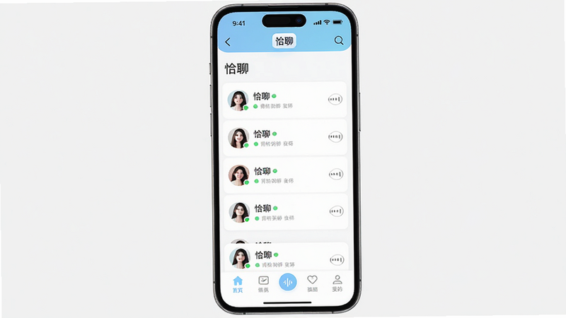 ����Ϊ�ֻ���Ļչʾǡ��APP���棬��������������Ϊ���������в�չʾ���������б����ײ�Ϊ���ܲ˵������Ϊ���¼�Լ�ִ��磬ϸ�ڰ����û�ͷ��������״̬��ʶ�����ʸ��壬�ɾ����޶���Ԫ�أ����ְ���