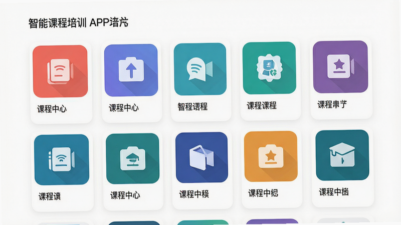 ����Ϊ�ǻ���ѵAPP�ڵĿγ̷�����棬����Ϊ����״��Ƭչʾ������Ϊ��ɫ���Ű����룬���Ϊ��Լ����磬ϸ�ڰ�����ͬ��ɫ�Ŀγ̷���ͼ�꼰�����ķ����ǩ�����ʸ��壬�ɾ��޶���Ԫ�أ�������ʾΪ