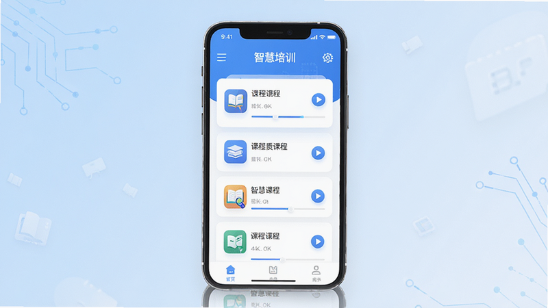 ����Ϊ�ǻ���ѵAPP�ĸ������չʾͼ�����ֲ��þ��п�Ƭʽ��ƣ�����Ϊ�ɾ���ǳ��ɫ���䣬�Ű���󷽣����Ϊ�ִ���ƽ���Ƽ��磬ϸ�ڰ��������Ŀγ��б�ͼ�ꡢ���Ű�ť��������������4k���壬�ɾ��޶���Ԫ�أ�������ʾΪ