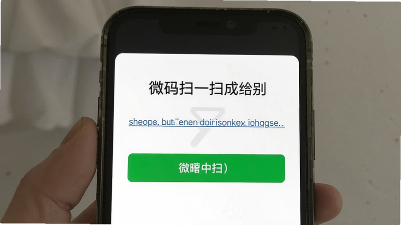微码扫一扫成功识别后的结果展示界面,显示一段文本链接,界面简洁,字体清晰,白色背景,绿色按钮