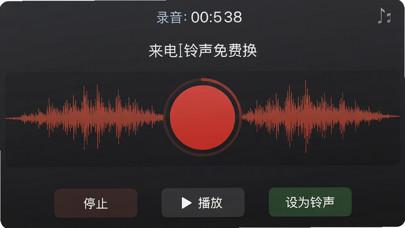 ������������ѻ���Ӧ���е�¼�����ܽ��棬������һ��Բ�εĺ�ɫ¼����ť����Χ������ʵʱ��ʾ������Ƶ��ͼ������Ϊ���ɫ��ͻ��¼��״̬�����涥����ʾ¼��ʱ����ʱ�����ײ��С�ֹͣ���������š�������Ϊ����������������ť��������Ƽ��רҵ��ͻ��¼���ļ�ʱ�������ԣ�����ϸ�壬��ӰЧ����Ȼ������������ʵ���ԡ�
