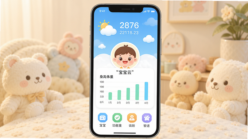 Boogu-Image�������Ϊ�ֻ�����չʾ������APP��ҳ�������������Ϸ�Ϊ���������ڣ��м�Ϊ��ͯ��ͨ����ͷ����������ͼ�����·�Ϊ���ܿ����ڣ��Ű����࣬�����ܰ�ɰ���ϸ�ڷḻ�����ʸ��壬�ɾ��޶���Ԫ�أ����ּ�����