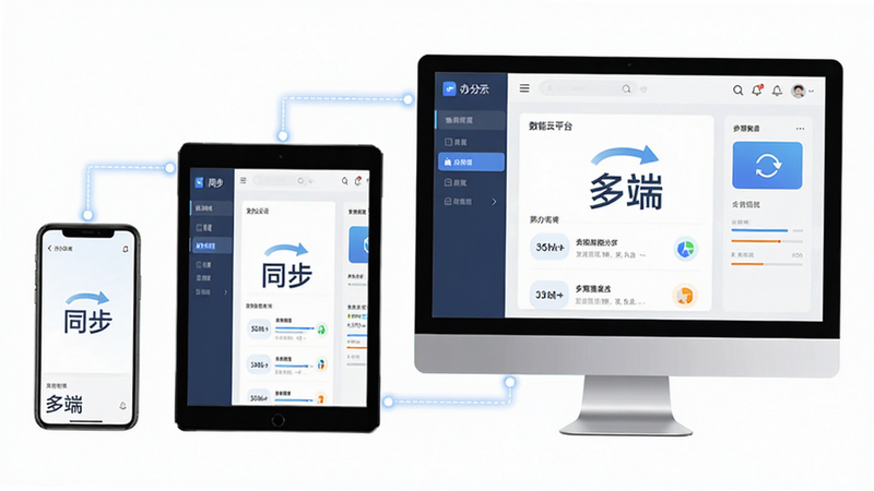 ������ƽ̨���ͬ��ʾ��ͼ��չʾ�ֻ���ƽ��͵�����Ļͬʱ��ʾ��ͬ�İ칫���棬����Э��������ִ���ϸ��չʾ����ͬ��ͼ����������������ʸ��壬�ɾ��޶���Ԫ�أ�������ʾ