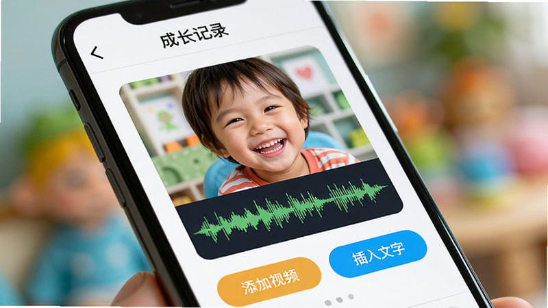 ��д��ͷ���ֻ���Ļ����ʾ���ɳ���¼��APP�Ķ�ý��༭���棬������Ƕ����һ�ź���Ц������Ƭ��һ����Ƶ����ͼ���·��С�������Ƶ���͡��������֡���ť�������黯��ͻ����Ļ���ݵķḻ���뻥���У�ɫ�����޵������ۣ�ϸ��������רҵ��Ӱ�ʸ�