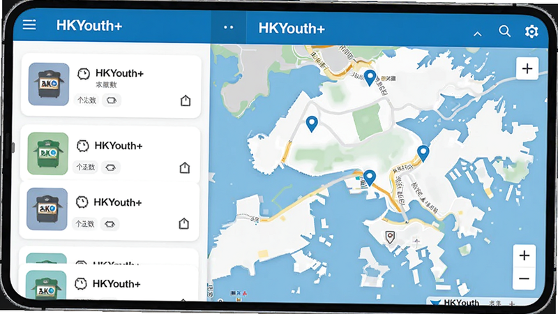 ����ΪHKYouth+Ӧ�ý���ȫ��չʾ���������࣬���Ϊ��б���Ƭ���Ҳ�Ϊ��ͼ����ģ�飬��������ɫ��������ʾ
