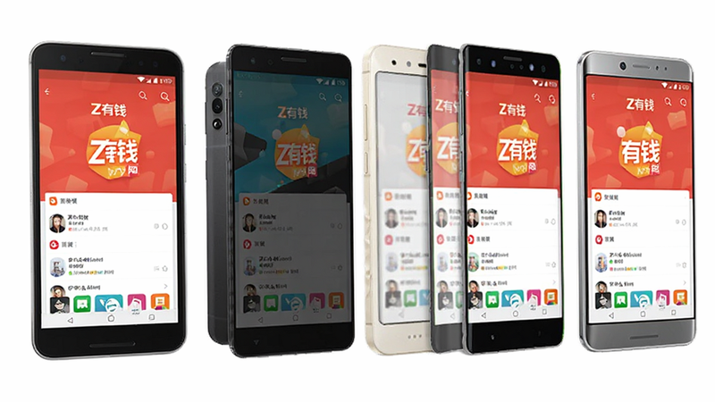 ��ͬƷ�Ƶİ�׿�ֻ�����չʾ����Ļ�Ͼ���ʾZ��ǮAPP���棬����Ϊ����ɫ���ֻ��������룬���壬�޶���Ԫ��
