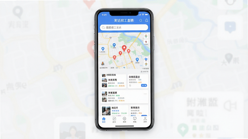 ��������ȫ��չʾ������Ϊ�ֻ���Ļ����ʾ'�����й�ֱƸ'APP��ҳ����������������Ϊ���������в�Ϊ��ͼ��λ���λ�б����ײ�Ϊ������������Լ�ִ�����ƽ����ƣ�ϸ�ڷḻ��������ʵ�ĸ�λ��Ƭ�͵�ͼ��ǣ����ʸ��壬�ɾ��޶���Ԫ�أ�����'�����й�ֱƸ'�����ɼ�